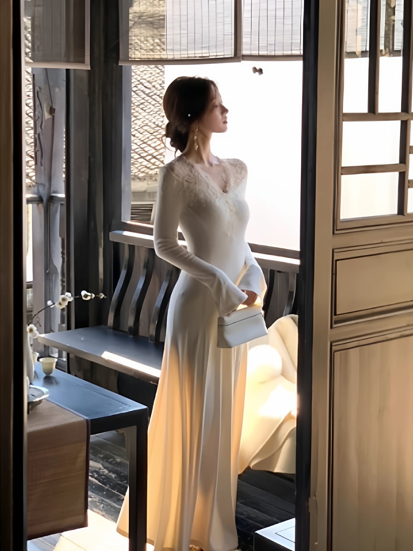 Korean Style Lace V-Neck Dress
