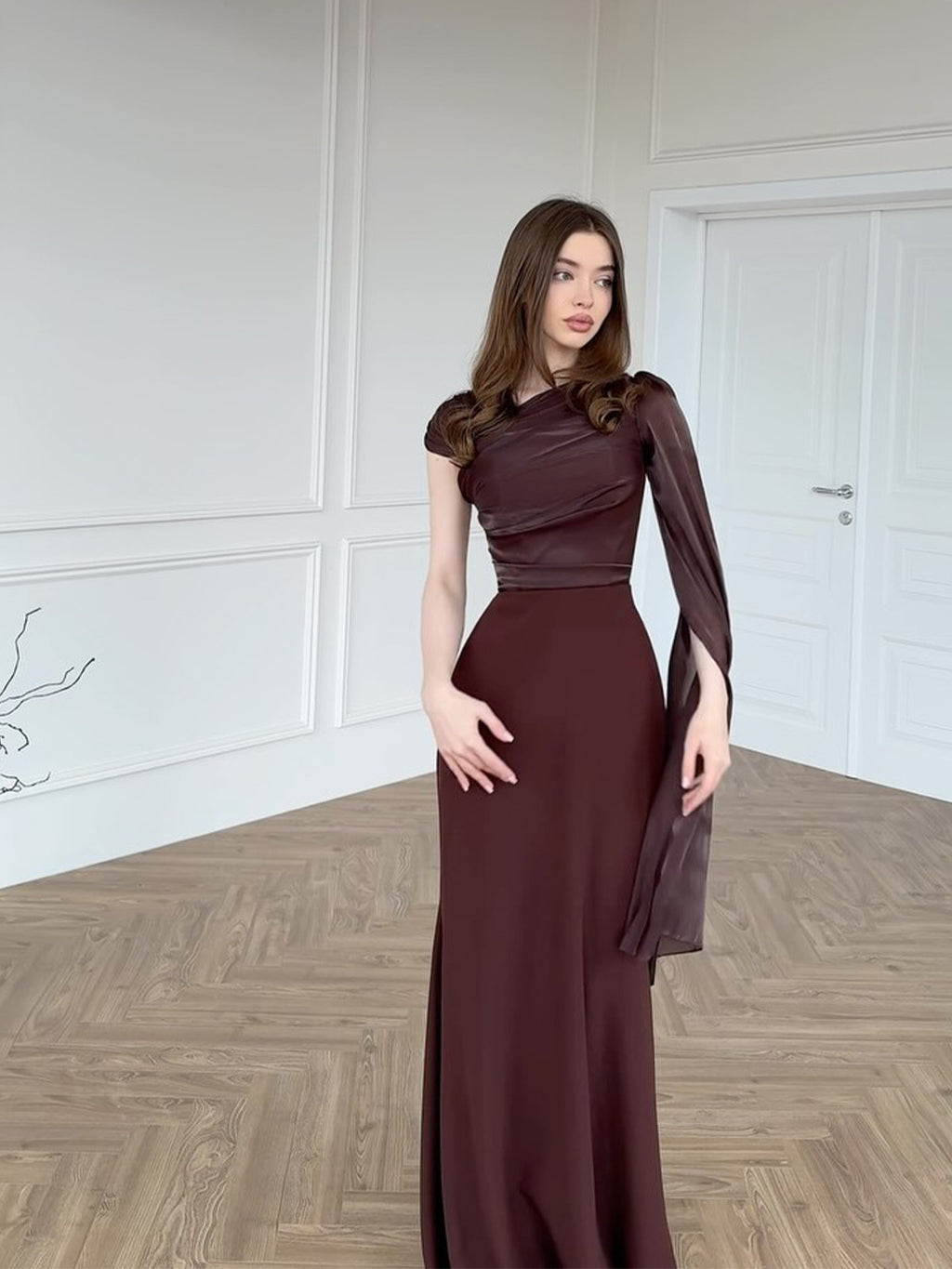Elegant One Shoulder Hooded Dress