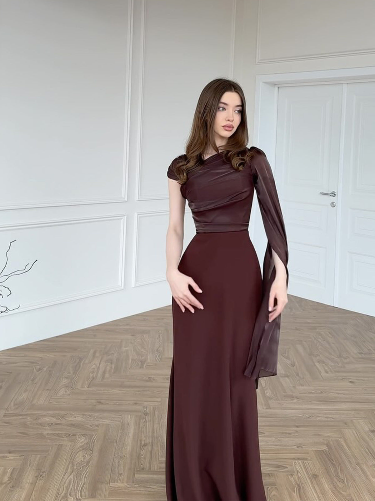 Elegant One Shoulder Hooded Dress
