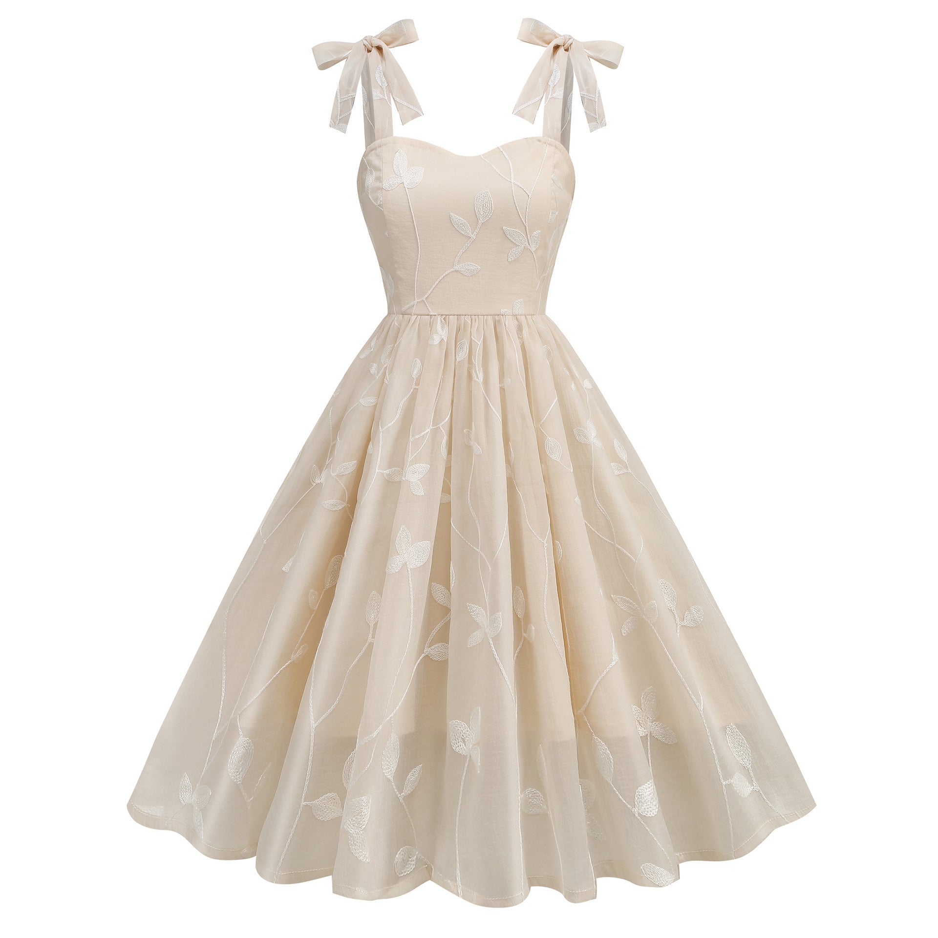 Vintage Embroidery Suspender Dress