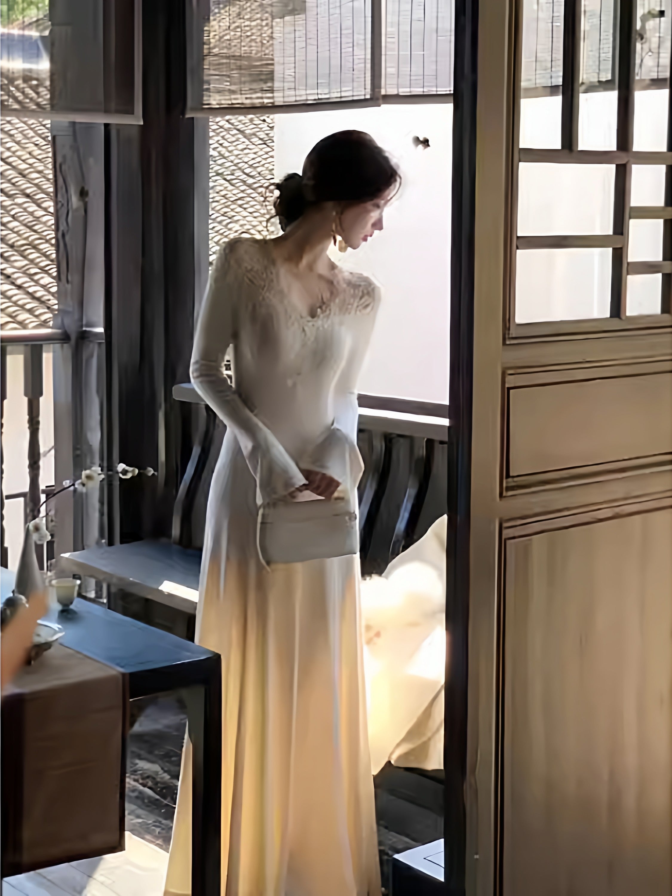 Korean Style Lace V-Neck Dress