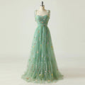 Floral Strappy Evening Dress with Small Tail