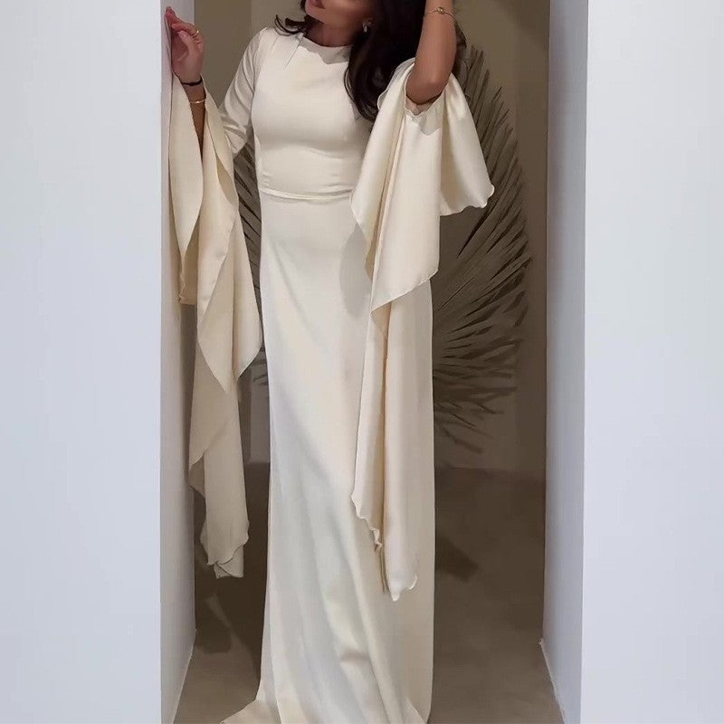 Elegant Flared Sleeve Evening Dress