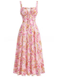 Tie-Up Strap Dress with Back Tie Waist-Cinching Long Dress