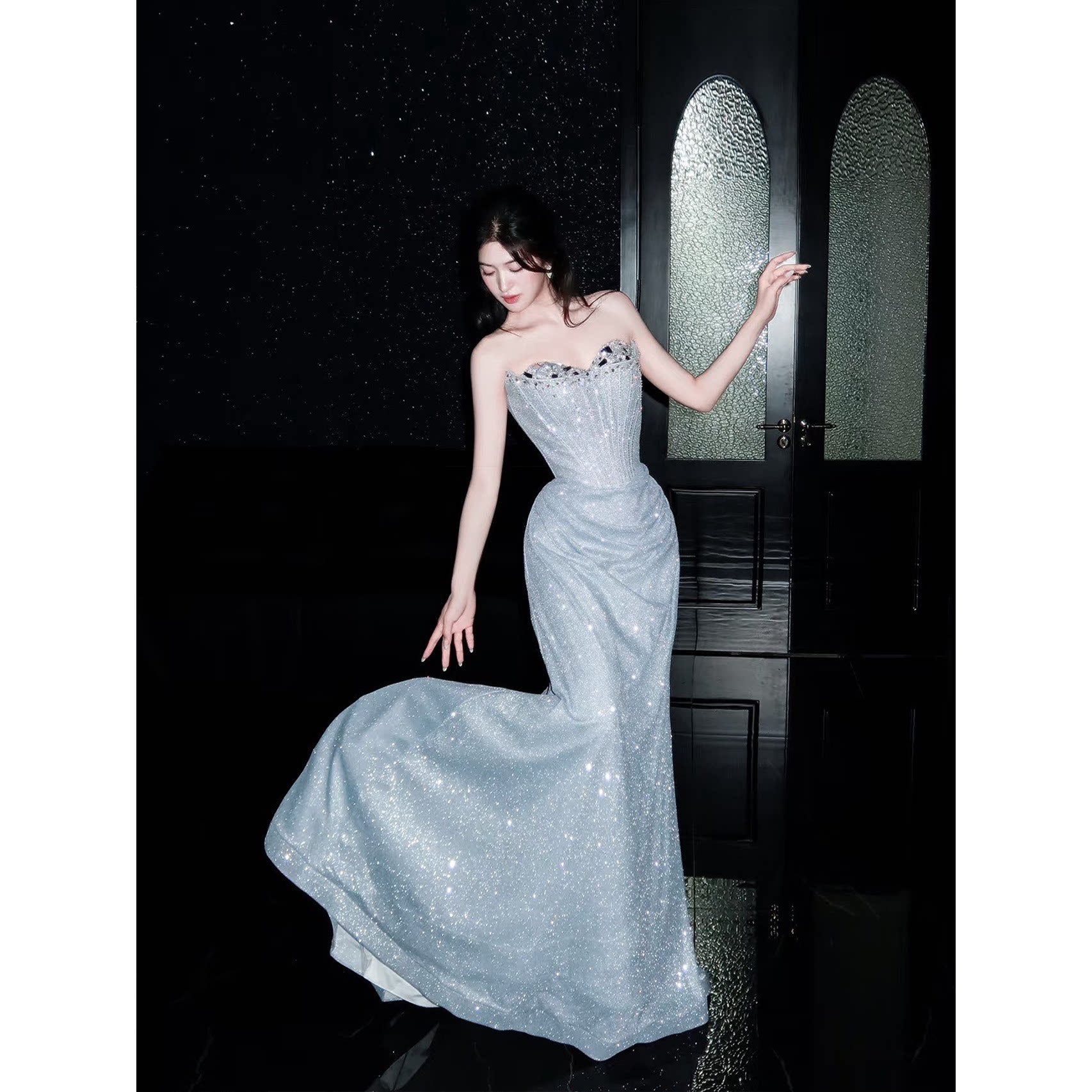 Elegant Strapless Mermaid Evening Dress