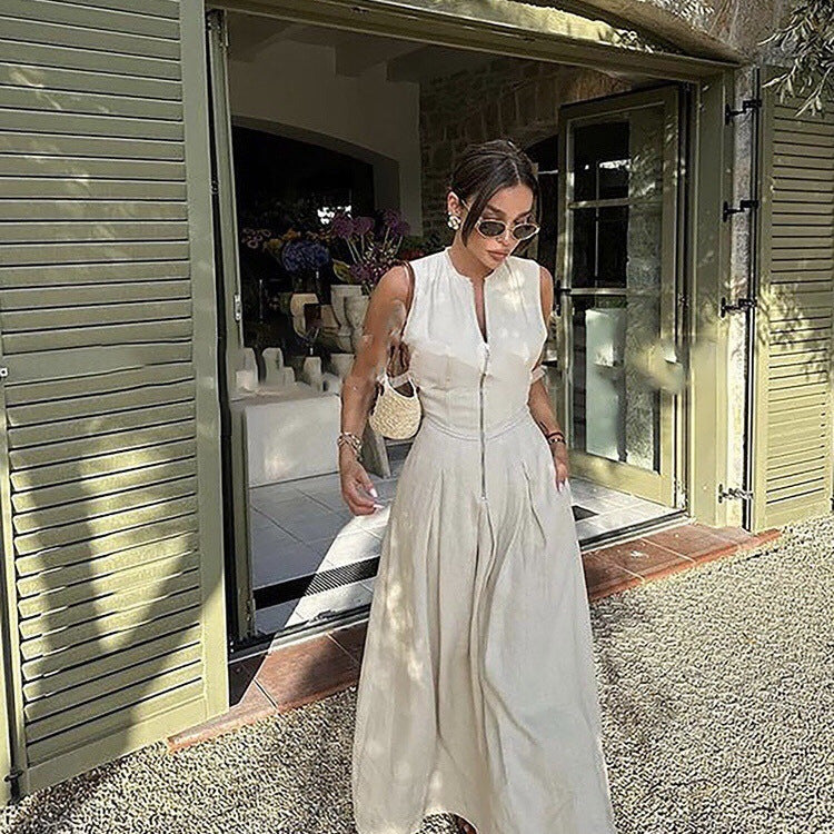 Womens A-Line Sleeveless Midi Dress