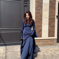 Elegant Flared Sleeve Evening Dress