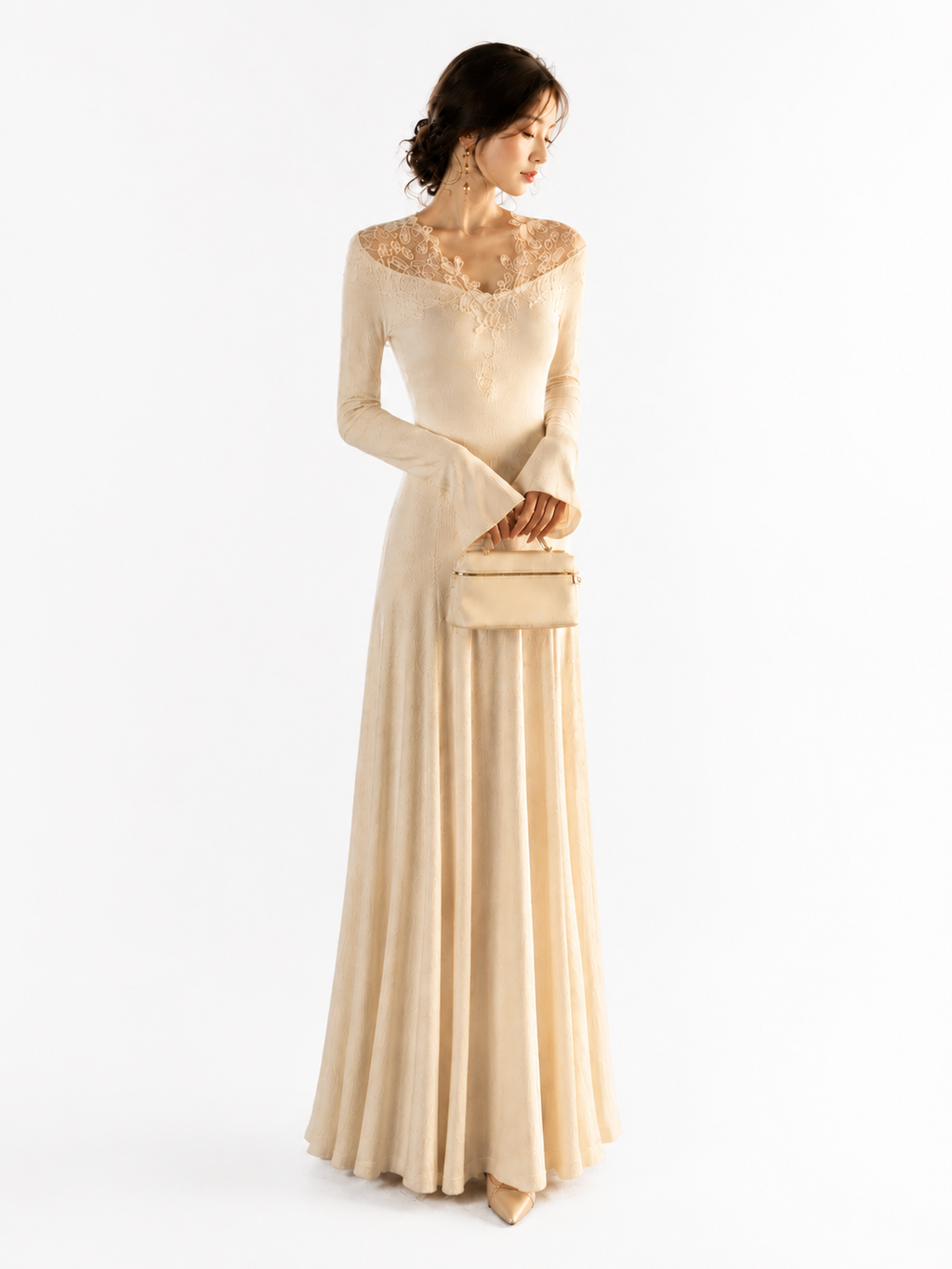 Korean Style Lace V-Neck Dress