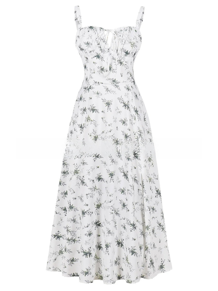 Tie-Up Strap Dress with Back Tie Waist-Cinching Long Dress