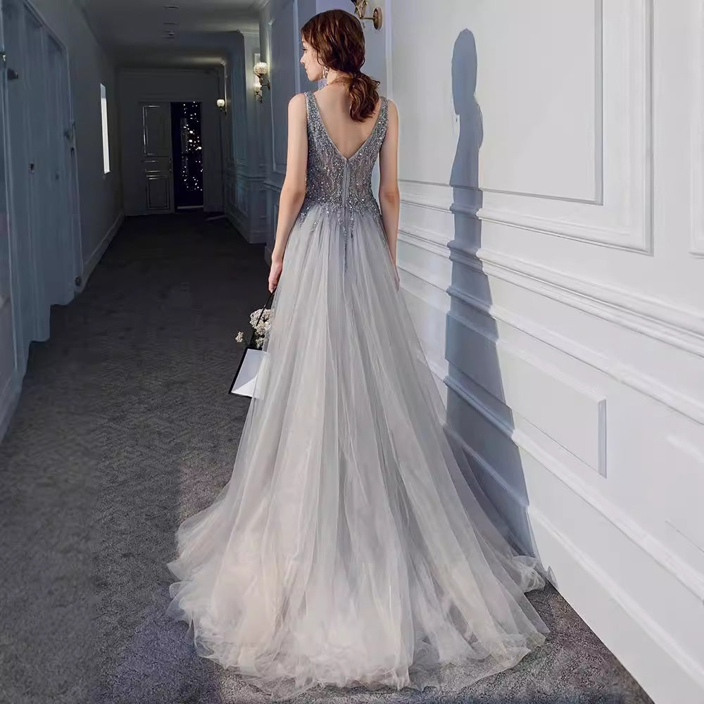 Sequin Backless Evening Dress for Women