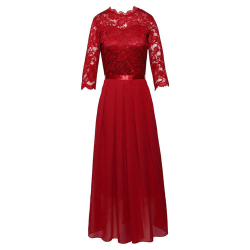 Elegant Lace Patchwork Evening Dress