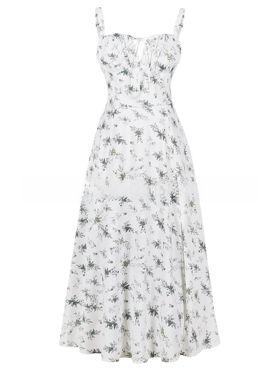Tie-Up Strap Dress with Back Tie Waist-Cinching Long Dress