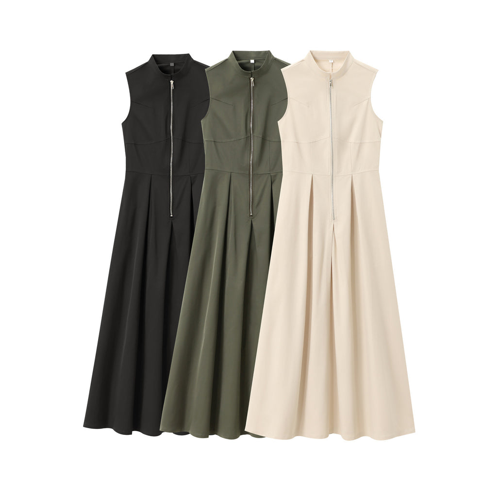 Womens A-Line Sleeveless Midi Dress
