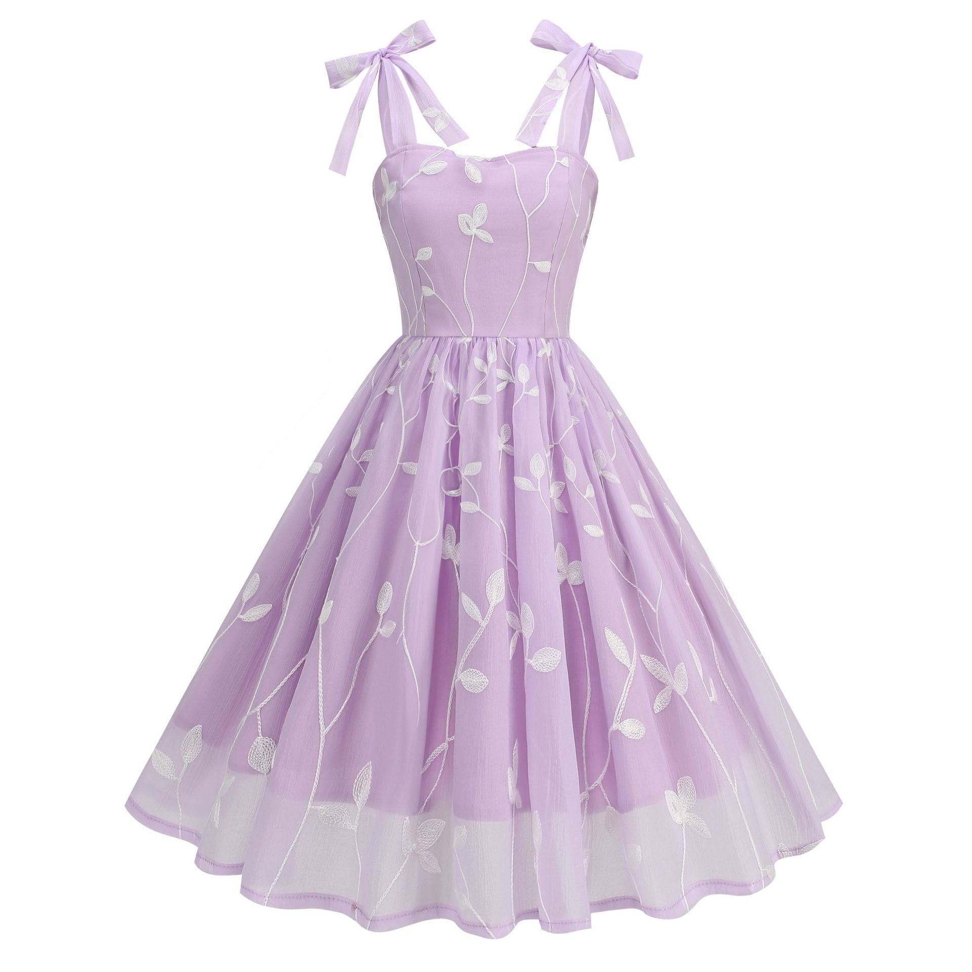 Vintage Embroidery Suspender Dress